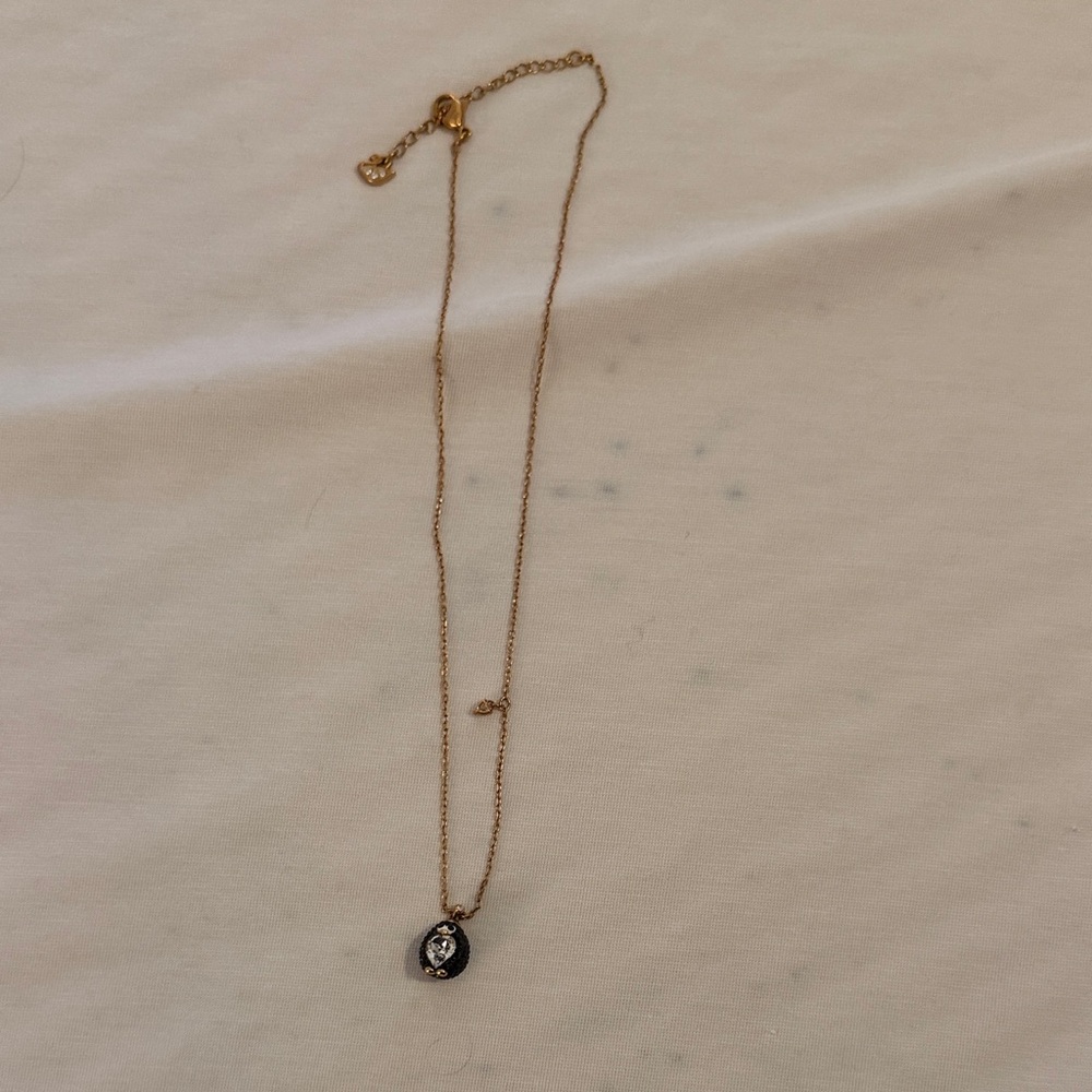 Swarovski Gold Necklace with Black and White Pendant